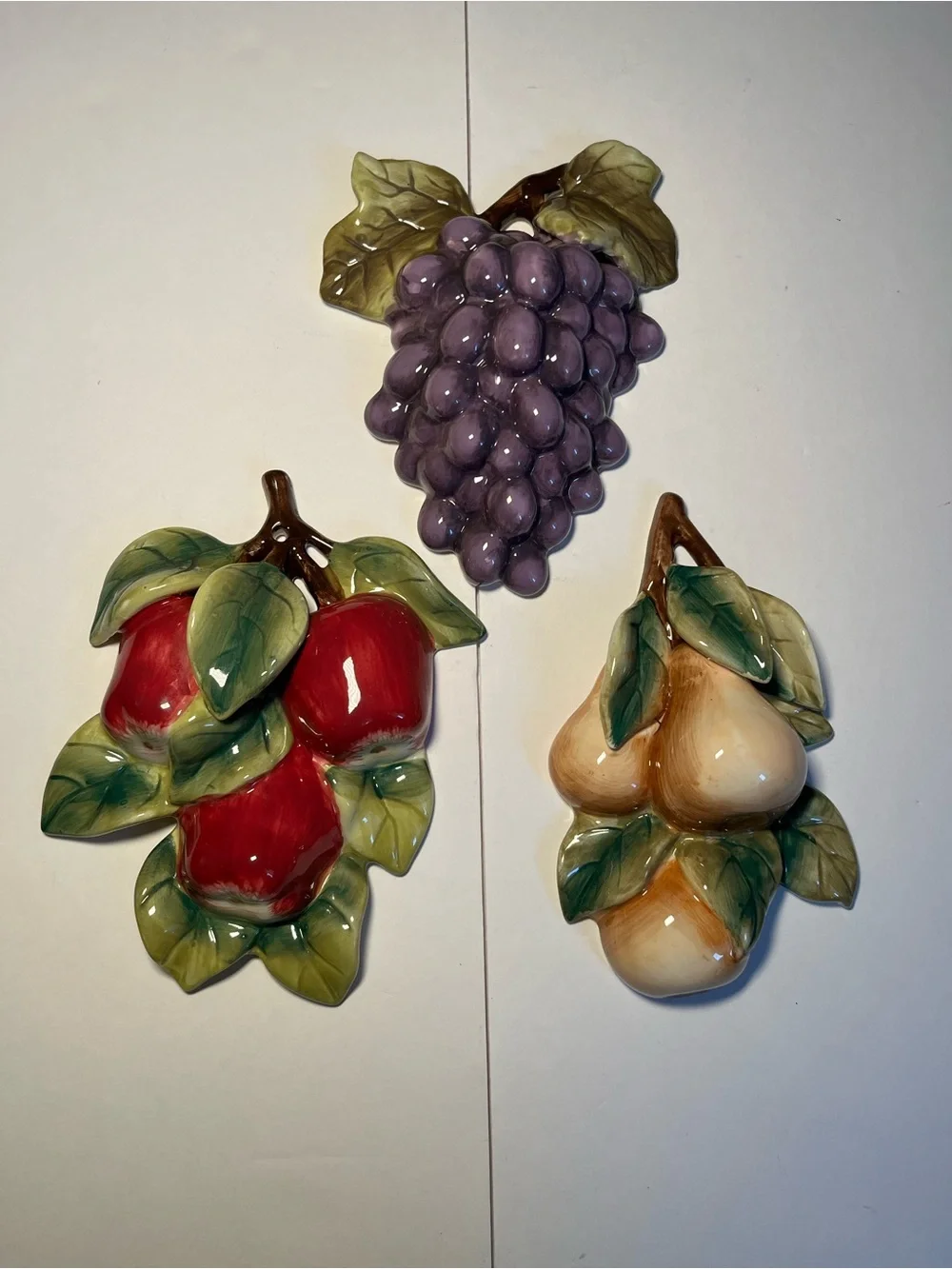 Vintage Home Interiors SonomaVilla Ceramic Fruit Wall Plaques Set of 3